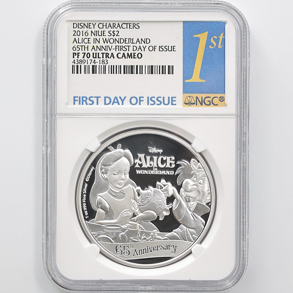 2016 ニウエ 不思議の国のアリス 65周年記念 2ドル 銀貨 1オンス